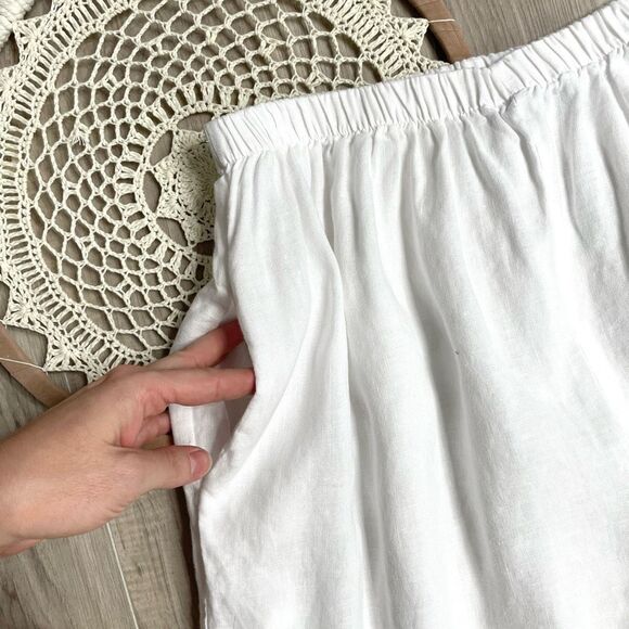 PLANET by Lauren G 100% linen pull on pants Size 3 US‎ 14 white lagenlook boho - Picture 5 of 11